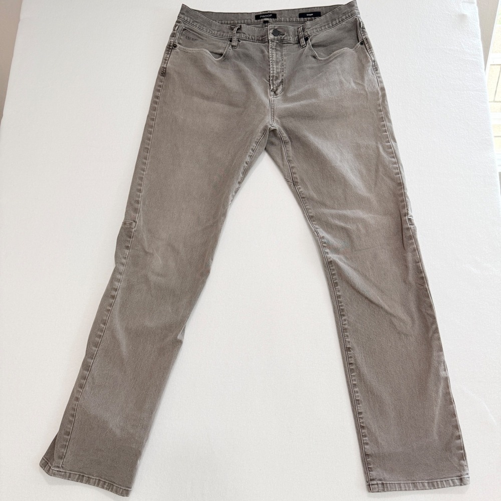 Huckberry Proof Straight Leg Pants 38x34 Gray Minimalist Stretch Streetwear